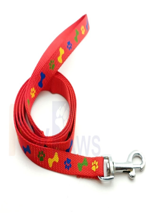 Pups&Pets Printed Nylon Collar Leash Set Adjustable 15 MM, Ideal for All Breed Small Dog & Puppies - (Red, Pattern 04) - Image 2